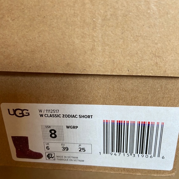 NIB-Ugg Grape Zodiac Short Suede Sheepskin Boots - Picture 16 of 16